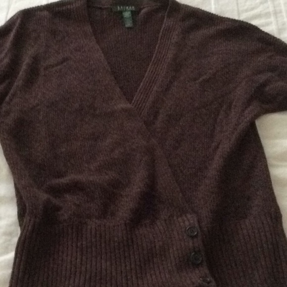 Ralph Lauren burgundy V sweater size L new no tag, 100% cotton fall trend color - Picture 1 of 4